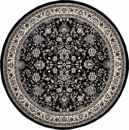 Unique Loom Sialk Hill Collection Area Rug - Washington (7' 10" Round Black/Gray)