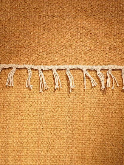 Rugsotic Carpets Hand Woven Flat Weave Kilim Wool ECO-Friendly Area Rugs - 10'x10', Square Shape, Gold Color, Solid Plain Design, Low Pile Handmade Area Rugs for Living Room, Bed Room (D00111)