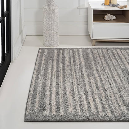 JONATHAN Y Khalil Modern Berber Stripe Gray/Cream Indoor Area Rug, 8x10, Contemporary, Bohemian, Easy-Cleaning for Living Room, Bedroom, Kitchen, Pet Friendly, Non-Shedding (MOH207G-8)