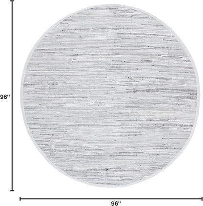 SAFAVIEH Rag Rug Collection 8' Round Grey RAR121A Handmade Boho Stripe Cotton Area Rug