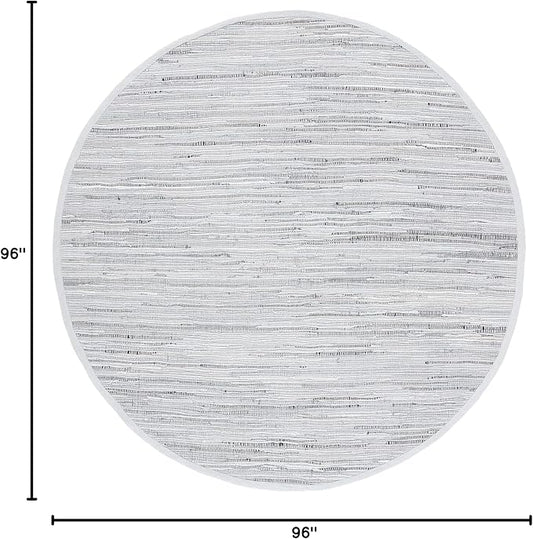 SAFAVIEH Rag Rug Collection 8' Round Grey RAR121A Handmade Boho Stripe Cotton Area Rug