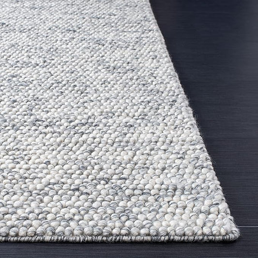 SAFAVIEH Natura Collection Area Rug - 6' Square, Light Grey & Ivory, Handmade Wool Blend, Textured Design, Ideal for Living Room, Bedroom, Dining Space (NAT620G)