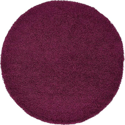 Unique Loom Solid Shag Collection Area Rug (6' 1" Round, Eggplant Purple)