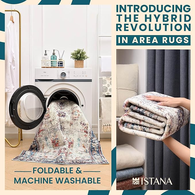 Istana Hallway Runner Rug 2.5x8 – Multi Colors Entryway Rug -Silk's Soft Touch Runners for Hallways - Stylish Kitchen Runner Rug Non Slip