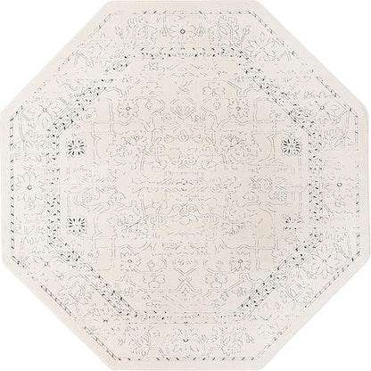 Unique Loom Isabella Collection Area Rug - Adjani (7' 10" Octagon, White/ Blue)
