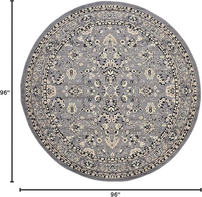 Unique Loom Sialk Hill Collection Area Rug - Washington (8' Round Gray/Black)