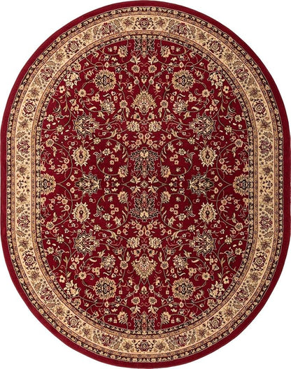 Unique Loom Sialk Hill Collection Area Rug - Washington (7' 11" x 10' Oval Burgundy/Cream)
