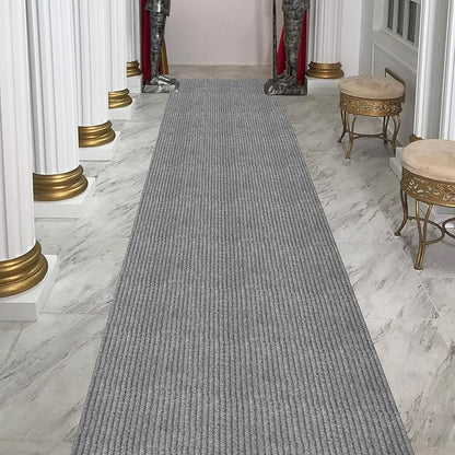 Ottomanson 2'7" x 21' Hallway Runner with Scraper Pile - Extra Durable Non-Slip Rug Mat for Indoor & Outdoor Use - Ideal for Kitchen, Entryway & Garage - High-Traffic Carpet, Gray