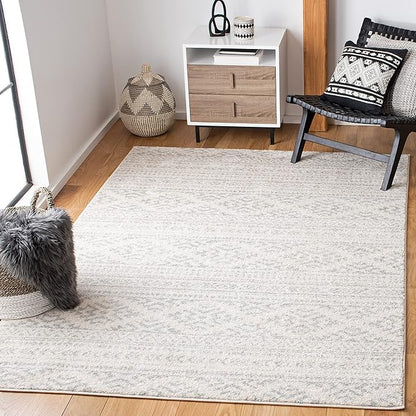 SAFAVIEH Tulum Collection Area Rug - 5'3" x 7'6", Ivory & Light Grey, Moroccan Boho Tribal Design, Non-Shedding & Easy to Clean, Ideal for Living Room, Bedroom, Dining Space (TUL272G)