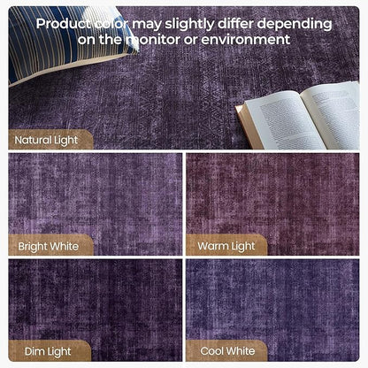 Kokia Abstract Area Rugs 8x10 Bedroom Soft Living Room Rugs Washable Distressed Vintage Comfy Carpet with Non-Slip Backing for Farmhouse Home Office Room Decor, Purple Rug, Oslo Dusty