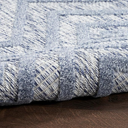 Nourison Home Versatile Denim Blue 9' x 12' Area Rug - Easy Clean, Non Shedding, Bed Room, Living Room, Dining Room, Kitchen (9' x 12')