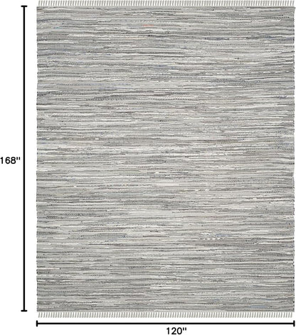 SAFAVIEH Rag Rug Collection Area Rug - 10' x 14', Grey, Handmade Boho Stripe Cotton, Ideal for High Traffic Areas in Living Room, Bedroom (RAR121A)