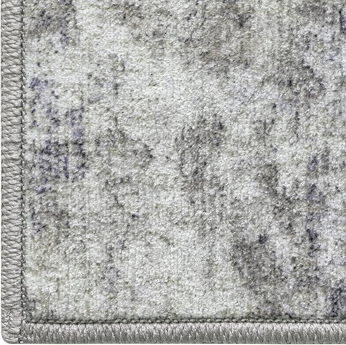 DEXI 8x10 Area Rug for Living Room, Modern Abstract Thin Washable Rug Indoor Floor, Non Slip Stain Resistant Low Pile Carpet for Dining Room Bedroom Office, Blue