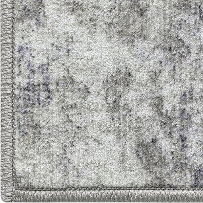 DEXI 8x10 Area Rug for Living Room, Modern Abstract Thin Washable Rug Indoor Floor, Non Slip Stain Resistant Low Pile Carpet for Dining Room Bedroom Office, Blue