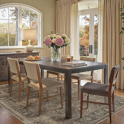 6x9 Brown Washable Area Rug for Living Room Bedroom Neutral Vintage Soft Non Slip Rug Low Pile Distressed Carpet for Dining Room Nursery Office Indoor