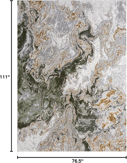 LUXE WEAVERS Marble Swirl Abstract Area Rug, Green 6x9