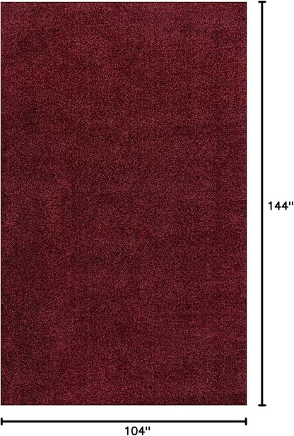 Eyely UES100Q-9 Supersoft Haze Solid Low-Pile Indoor Area Rug Casual;Contemporary;Solid;Traditional, Bedroom, Kitchen, Living Room, Easy-Cleaning, Non-Shedding, 9 X 12, Dark Red