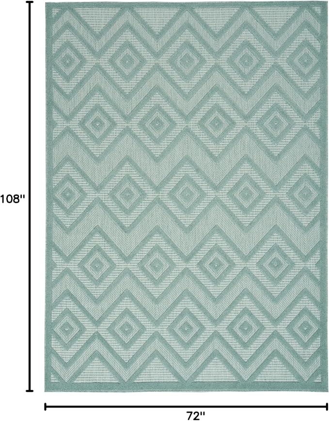 Nourison Home Versatile Aqua Teal 6' x 9' Area Rug - Easy Clean, Non Shedding, Bed Room, Living Room, Dining Room, Kitchen (6' x 9')