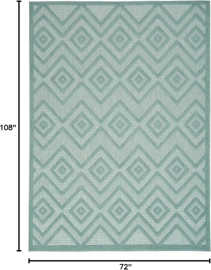 Nourison Home Versatile Aqua Teal 6' x 9' Area Rug - Easy Clean, Non Shedding, Bed Room, Living Room, Dining Room, Kitchen (6' x 9')