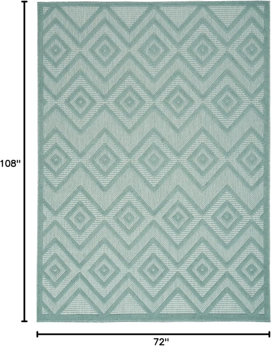 Nourison Home Versatile Aqua Teal 6' x 9' Area Rug - Easy Clean, Non Shedding, Bed Room, Living Room, Dining Room, Kitchen (6' x 9')