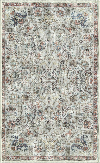 Keen Home Design 2x3 Rug - Machine Washable Entry Rug with Non-Slip Backing, Ideal for Enteryway, Kitchen, Bathroom, Laundry Room - Vintage, Easy Clean, Durable, Low Pile Rug - (2' x 3')
