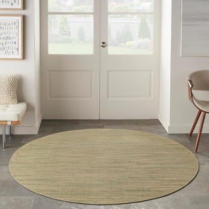 Nourison Home Nourison Essentials Green Gold 6' x Round Area Rug - Easy Clean, Non Shedding, Bed Room, Living Room, Dining Room, Kitchen (6' x Round)