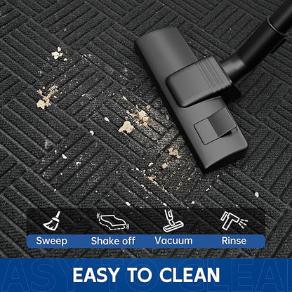 Durable Indoor Outdoor Door Mat, 2' x 6' Heavy Duty Front Door Mat for Entryway, Non-Slip Backing, Stain and Fade Resistant, Absorbent Commercial Floor Mat for High Traffic Area, Black