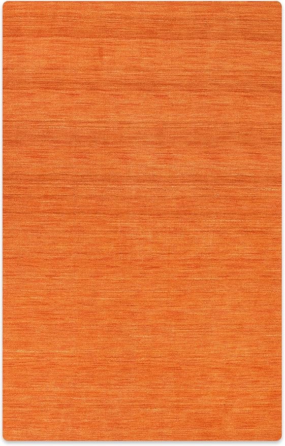 Rugsotic Carpets Hand Knotted Loom Wool ECO-Friendly Area Rugs - 3'x5', Rectangle, Orange Color, Solid Plain Design, High Pile Handmade Anti Skid Area Rugs for Living Room, Bed Room (L00111)