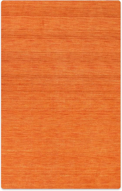 Rugsotic Carpets Hand Knotted Loom Wool ECO-Friendly Area Rugs - 3'x5', Rectangle, Orange Color, Solid Plain Design, High Pile Handmade Anti Skid Area Rugs for Living Room, Bed Room (L00111)
