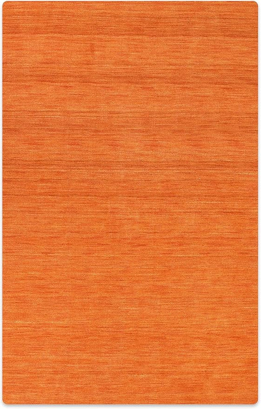 Rugsotic Carpets Hand Knotted Loom Wool ECO-Friendly Area Rugs - 3'x5', Rectangle, Orange Color, Solid Plain Design, High Pile Handmade Anti Skid Area Rugs for Living Room, Bed Room (L00111)