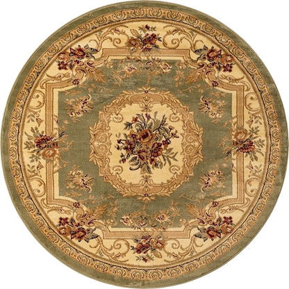 Unique Loom Versailles Collection Area Rug - Henry (5' 3" Round Green/Cream)