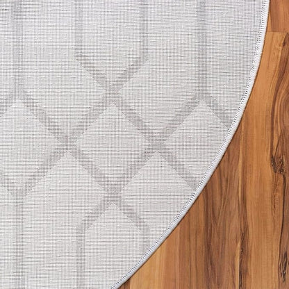 Unique Loom Marilyn Monroe Glam Collection Area Rug - Trellis (5' 3" Round, White Silver/ Silver)