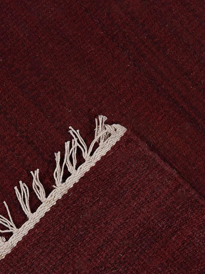 Rugsotic Carpets Hand Woven Flat Weave Kilim Wool 3'x5' Area Rug Solid Burgundy D00111