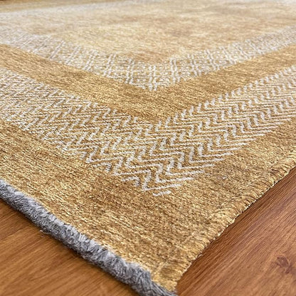 Alfa Rich 4x6 Amber Gold Washable Area Rugs for Living Room Bedroom Kitchen Cotton Pet Friendly Rug