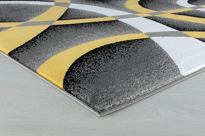 GLORY RUGS Area Rug Modern 8x10 Yellow Soft Contemporary Floor Carpet for Indoor Living Dining Room and Bedroom Area