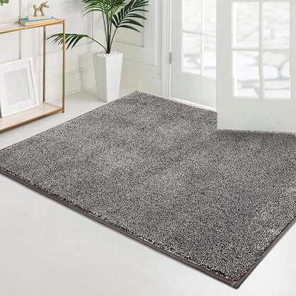 PURRUGS Easy Care Area Rug 4ft x 6ft, Non-Slip Machine Washable Entryway Rug, Dog Door Mat, Stain Resistant Accent Rug for Hallway, Living Room, Bedroom and Mudroom, Light Grey-Dark Grey