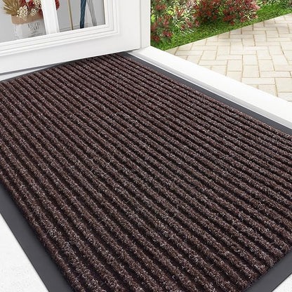OLANLY Front Door Mat Indoor Outdoor Entrance, Waterproof Heavy Duty Doormat, Fade Resistant, Low Profile, Easy Clean Patio Porch Welcome Floor Mats for Entry, 29.5x17, Tan