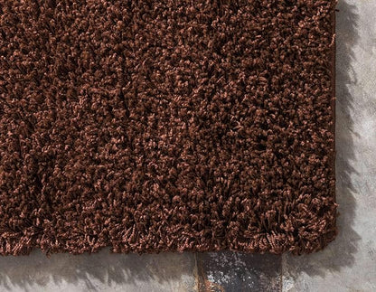 Unique Loom Solid Shag Collection Area Rug (7' 1" x 10' Rectangle, Chocolate Brown)