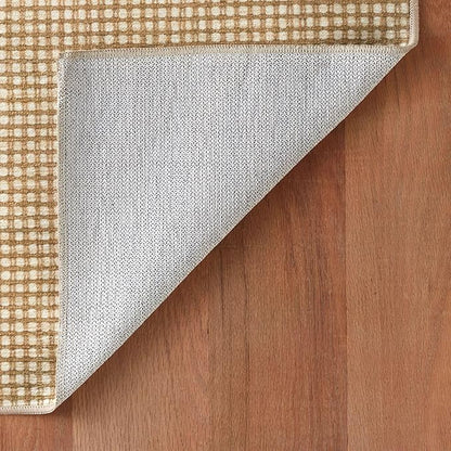 Dash & Albert Hartley Natural Machine Washable Rug, 4 X 6 Feet, Natural Plaid Pattern