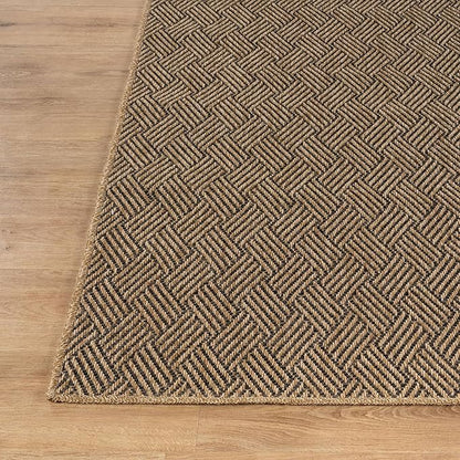 Easy Jute Rugs 6x9 Herringbone Natural Color Living Room Indoor Outdoor Area Rug for Patio and Kitchen Rug High Traffic Washable Easy to Clean Solid Boho Woven Design Carpet (6 x 9)