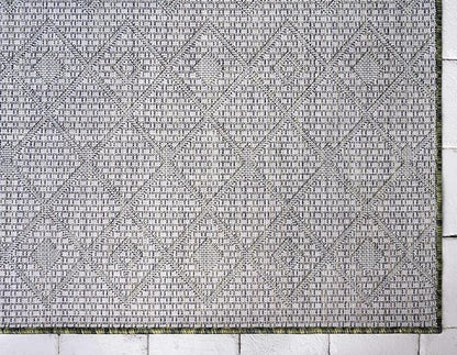 Unique Loom Outdoor Trellis Collection Area Rug - Tribal Trellis (10' x 14' 1" Rectangle, Green/ Natural)
