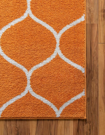 Rugs.com Lattice Frieze Collection Rug – 2' x 8' 8 Runner Orange Medium Rug Perfect for Living Rooms, Large Dining Rooms, Open Floorplans