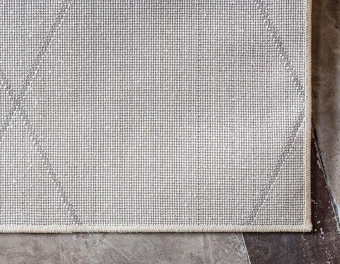 Unique Loom Trellis Frieze Collection Area Rug - Geometric (4' 1" x 6' 1", Ivory/ Gray)