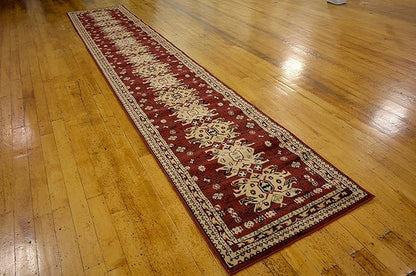 Unique Loom Taftan Collection Border Geometric Tribal Inspired Design Area Rug (2' 11 x 16' 5 Runner, Red/ Gold)