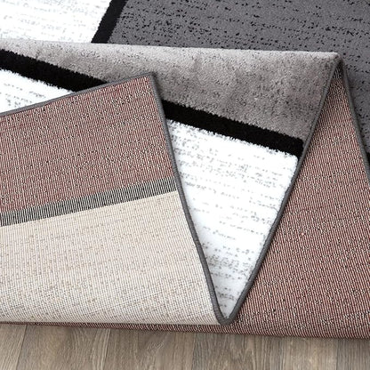 Rugshop Modern Geometric Boxes Red Area Rug, Non-Shedding Carpet for Living Room, Bedroom, or Dining Room, 5'3" x 7'3"