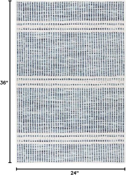Dash and Albert Malta Blue Machine Washable Area Rug - 2' x 3' Blue Stripe Washable Accent Rug - Durable, High Traffic Areas Kitchen, Mudroom, Hallways