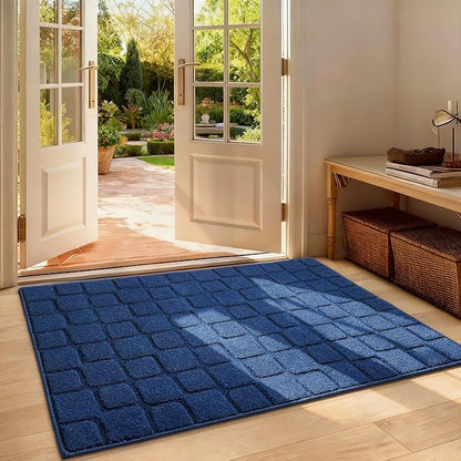 Large Front Door Mat Outside Entrance, Outdoor Indoor Door Mats for Entryway, Entrance, Entry, Patio, Waterproof Non Slip Doormat, Low-Profile, 31.5" × 47“, Navy Blue