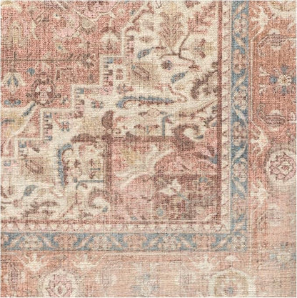RUGGABLE Washable Area Rug – Kamran Rose Pink 10x14, Stain-Resistant, Non-Slip – Large Machine Washable Rugs for Living Room, Bedroom, Hallway, Entryway & Office–with Cushioned Pad