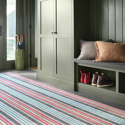 Dash & Albert Ranch Stripe Machine Washable Rug, 3 X 5 Feet, Multi Stripe Pattern