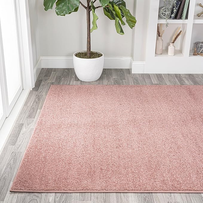 Eyely UES100P-9 Supersoft Haze Solid Low-Pile Indoor Area Rug Casual;Contemporary;Solid;Traditional, Bedroom, Kitchen, Living Room, Easy-Cleaning, Non-Shedding, 9 X 12, Pink